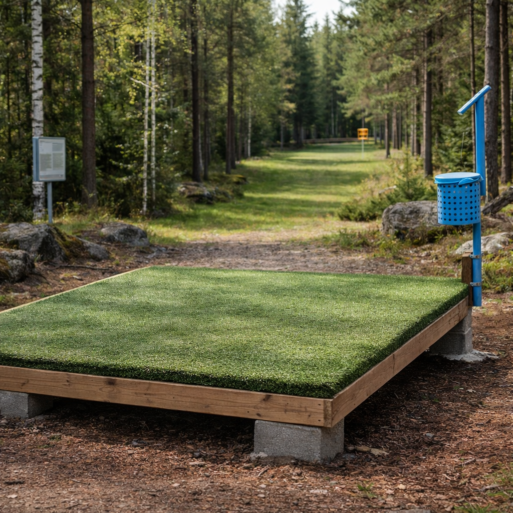 Heittopaikan kunnostus frisbeegolfradalla