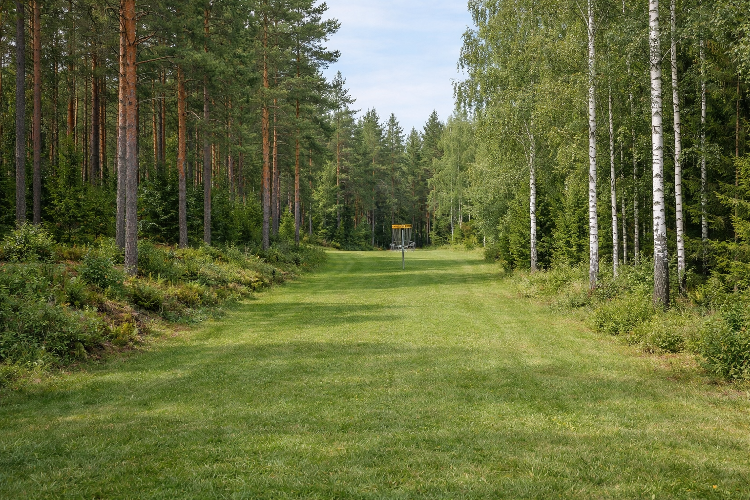Frisbeegolfrata suomalaisessa metsäympäristössä